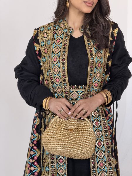 Black linen jalabiya