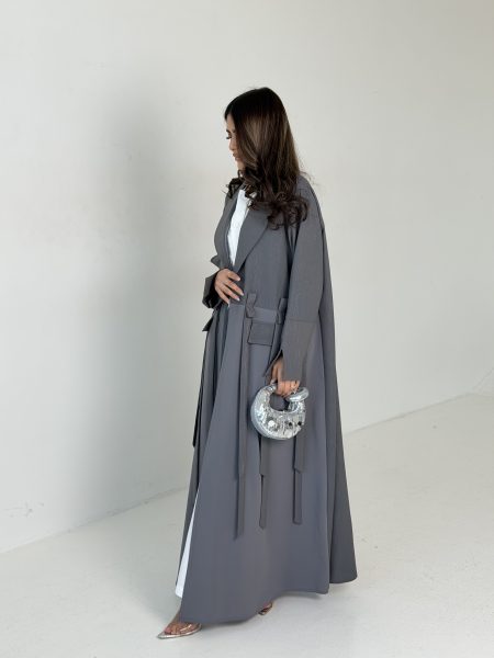Grey bows abaya